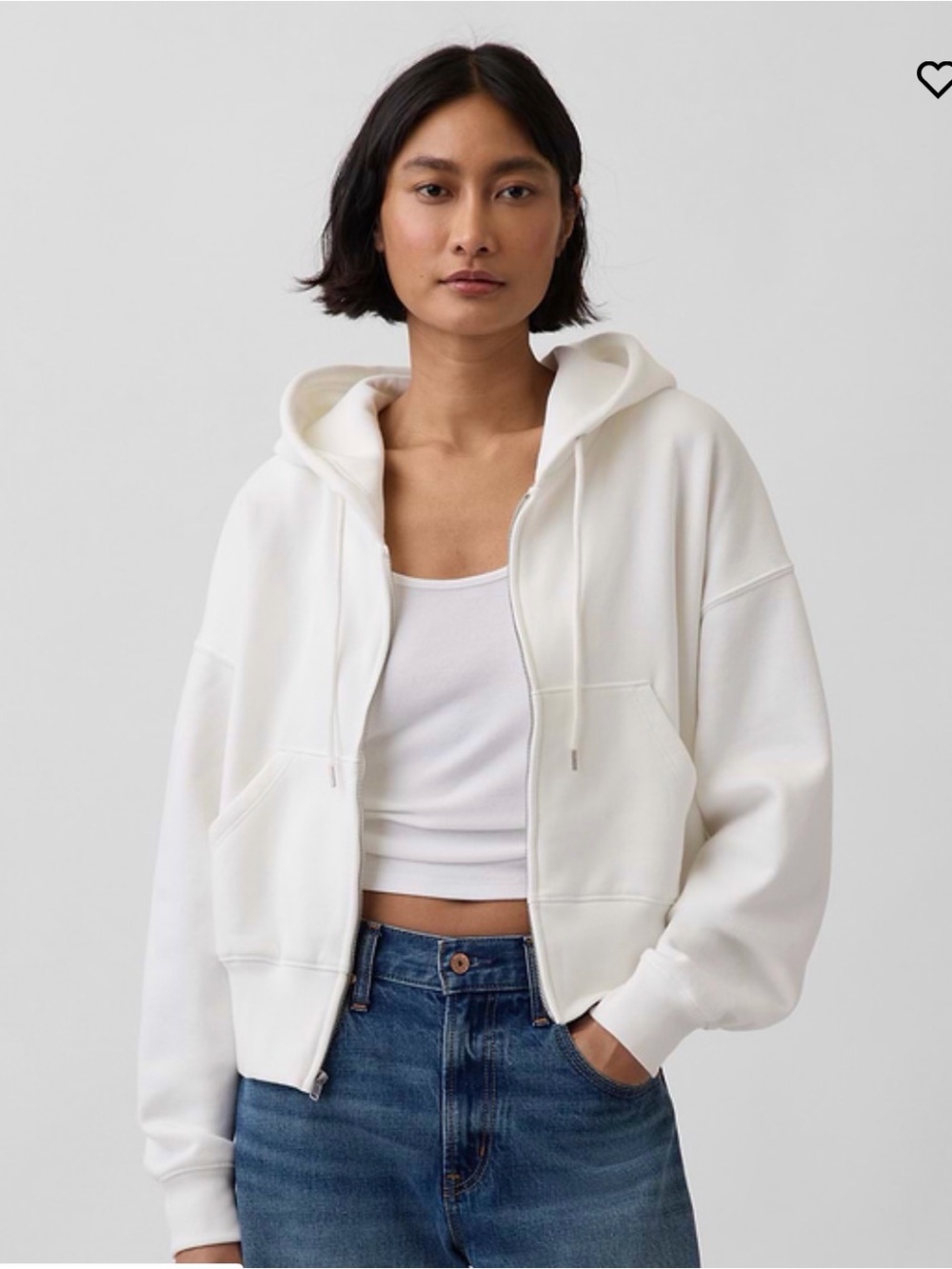 GAP White VintageSoft Wedge Hoodie
